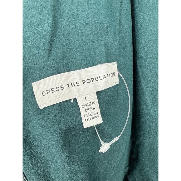 Dress The Population Women’s Size Large Green Anita Crepe Cocktail Midi Dress - Picture 9 of 11